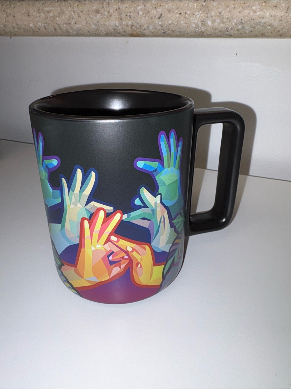 Starbucks American Sign Language ASL Hand Movements Coffee Mug, 12 Oz, NWOT